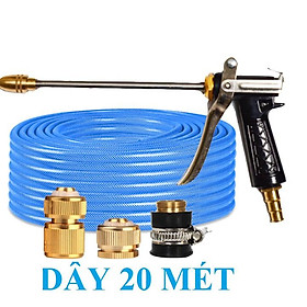 Vòi Xịt Rửa Xe️ Bộ dây vòi xịt nước rửa xe, tưới cây , tăng áp 3 lần, loại 20m 206318 đầu đồng, cút đồng