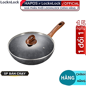 Mua Chảo Nhôm Sâu Lòng Chống Dính Lock&Lock Baum Marble 1 Tay Cầm  Nắp Thủy Tinh LBU1305 (30cm) - Hàng chính hãng - Hapos