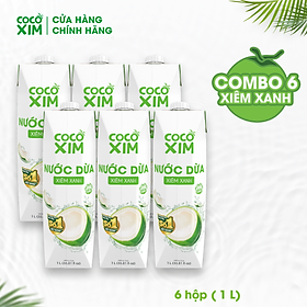 COMBO 6 Hộp Nước dừa đóng hộp Cocoxim Xanh dung tích 1000ml/Hộp