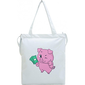 Túi Vải Đeo Chéo Tote Bag Họa Tiết Pig Money XinhStore