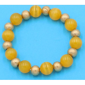 Chuỗi đeo tay - đá mắt mèo vàng 10 ly VMEVHVT1 - hợp mệnh Kim, mệnh Thổ