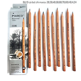 Bộ 10 cái bút chì 10 cỡ 2B-2H marco.