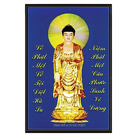 Tranh phật tam thánh hào quang tỏa sáng treo tường, Tranh Phật Giáo Adida Phật 2306