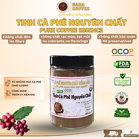 Baka Cà Phê Tinh Chất Nguyên Chất - Hũ Thủy Tinh 100g- Đậm Vị, Caffein Cao, OCOP 5 Sao, ISO 22000, HACCP, FDA