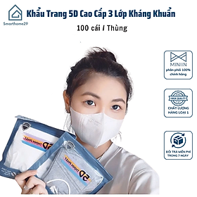 Khẩu Trang 5D Cao Cấp 3 Lớp Kháng Khuẩn, An Toàn Và Tiện Lợi - HÀNG CHÍNH HÃNG MINIIN