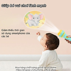 Đồ chơi Đèn pin chiếu hình cho bé 3 tấm chiếu 24 hình, đèn pin kể chuyện cho bé chất liệu nhựa ABS an toàn