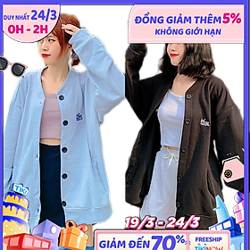 Hình ảnh Áo nỉ hoodie thêu cún, gài nút form rộng xinh xắn