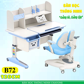 Mua Bộ bàn học thông minh chống gù chống cận B-72 màu xanh ( tặng kèm đèn chống cận + quạt kẹp bàn + bao bọc ghế )