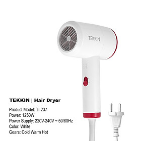 Máy sấy tóc mini TEKKIN TI-237 2 chiều nóng lạnh 3 mức nhiệt công suất 1250W - hàng chính hãng