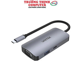 Mua Bộ chia/ Hub Type-C -  HDMI +VGA+LAN Unitek Y-DK 09016 GY - HÀNG CHÍNH HÃNG
