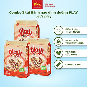 Combo 3 túi bánh gạo dinh dưỡng PLAY Let’s play - Thanh gạo lứt ngũ cốc, bánh ăn vặt healthy