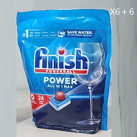 Combo 05 túi Viên Rửa Chén Bát Hương Chanh Finish Powerball All In 1 Max Lemon Sparkle 30 viên