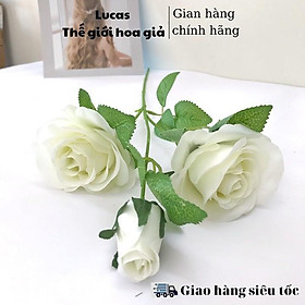 Mua Hoa giả - Hoa Hồng nụ cao Lucas 65cm cành 2 bông 1 nụ trang trí bền  đẹp  giống thật