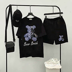 Set ao thun form rong gấu Bear Brich  Quan short Unisex Nam nu , Set đồ bo nam nữ ,Set đo đoi tay lỡ unisex, đồ bộ hàn quốc thể thao in gấu Bear Brich Chất cotton for