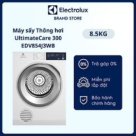 [Miễn phí lắp đặt] Máy sấy thông hơi Electrolux 8.5kg UltimateCare 300 - EDV854J3WB - Lồng giặt chuyển động luân phiên, giảm nhăn, giảm phai màu [ Hàng chính hãng]