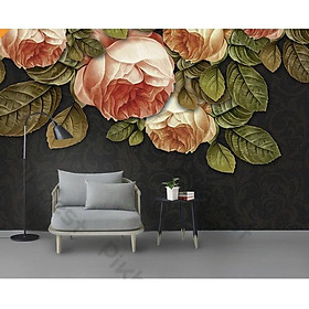 Tranh dán tường Hoa hồng kết cấu hiện đại nghệ thuật, tranh dán tường 3d hiện đại (tích hợp sẵn keo) MS1350421