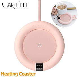 Uareliffe Heating Coasters Touch Control Constant Temperature Warmer Portable Milk Coffee Insulation Heat Base With LED Screen Temperature Display 3 Gears Adjustable Heating Pad For Office Home Use