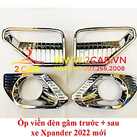 Ốp viền đèn gầm trước, sau xe Mitsubishi Xpander 2022, 2023 nhựa ABS mạ crom cao cấp