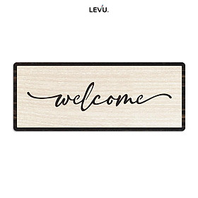 Bảng welcome dán cửa LEVU BG18S bằng gỗ cho nhà hàng, quán coffee trà sữa