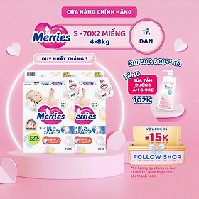 Combo 2 Tã/bỉm dán Merries Đủ Size NB76/S70/M56/L48/XL40