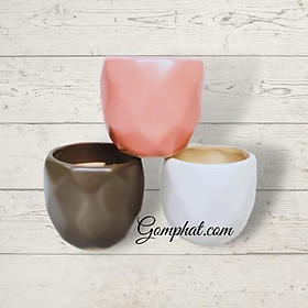 Chậu sứ trồng cây Bát Tràng- Chậu sứ quả trám trồng cây để bàn mini- Chậu trồng sen đá, chậu xương rồng