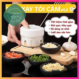 Dụng cụ xay tỏi ớt cầm tay đa năng thế hệ mới, Máy xay tỏi KÉO TAY MẪU MỚI GD265