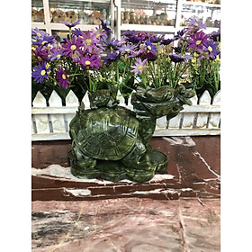 Mua Tượng Long Quy ( Rùa đầu Rồng ) cõng con phong thủy đá ngọc Ấn Độ - Dài 16 cm