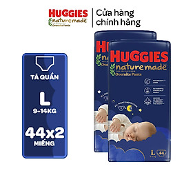 Combo 2 Tã quần Huggies Naturemade ban đêm M58/L44/XL38/XXL26