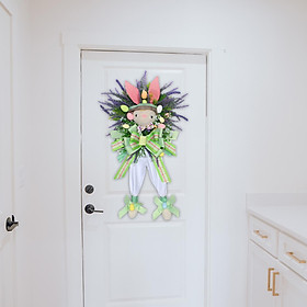 Artificial Easter Rabbit Egg Wreath Front Door Spring Garland for Home Indoor Decor