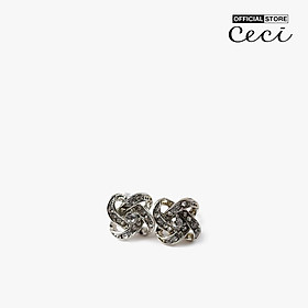 CECI - Khuyên tai nữ xỏ lỗ thiết kế đan chéo đính đá lấp lánh CC1-09000139