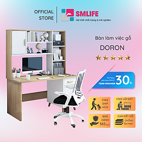 Mua Bàn Học Bằng Gỗ MDF Liền Giá Sách SMLIFE Doron