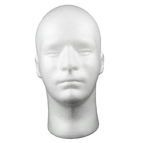 Male Foam Mannequin Head Model Stand Lightweight White Display 54cm