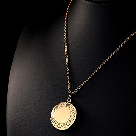 Women Openable Round Picture Photo Locket Pendant Necklace Chain