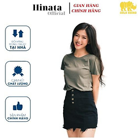 Áo Thun Nữ Trơn Cổ Tròn Màu Rêu Đậm