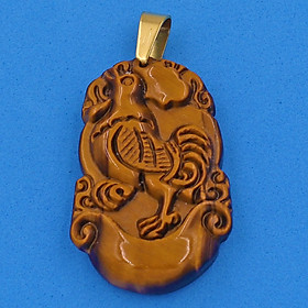 Mặt dây chuyền tuổi Dậu đá mắt hổ 3.6cm - Mặt size nhỏ - linh vật tuổi Dậu