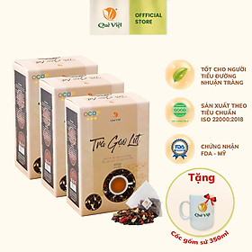Combo 3 hộp trà gạo lứt + tặng cốc gốm sứ Bát Tràng cao cấp - Hộp 600g( 30gx 20 túi)