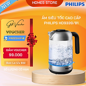 Ấm Siêu Tốc PHILIPS HD9339/81 - Nhập Khẩu Đức Dung Tích 1.7L Công Suất Cao 2200W - Hàng Nhập Khẩu