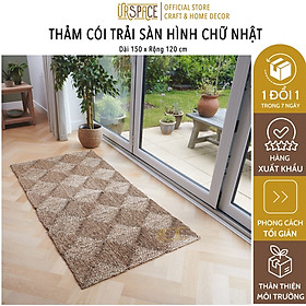 Thảm cói trải sàn URSPACE trang trí phòng khách, chụp ảnh, decor hình chữ nhật màu tự nhiên
