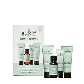 Bộ Chăm Sóc Da Mụn Toàn Diện Sukin Pack Blemish Control Sữa Rửa Mặt 50ml + Toner 50ml + Gel Chấm Mụn 15ml + Dưỡng Ẩm 50ml