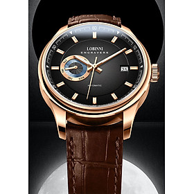 Đồng hồ nam chính hãng LOBINNI L17017-3 full box,hàng mới 100% ,kính sapphire chống nước,chống xước,dây da xịn ,kiểu dáng đơn giản ,mặt đen size 40mm