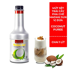 Mứt trái cây pha chế Madamsun vị Dừa Coconut Puree Mix chai 1L - Hàng nhập