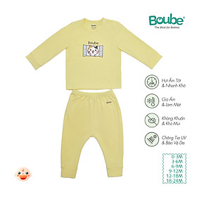Bộ quần áo dài tay cúc bấm vai cho bé sơ sinh và trẻ nhỏ nhiều màu sắc Boube, Vải Cotton organic thoáng mát - Size 0-24M