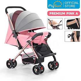 Xe đẩy 2 chiều nằm ngồi gấp gọn cho em bé sơ sinh 1 2 3 4 tuổi Premium MySun