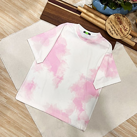 Áo Thun Tay Lỡ Lửng Loang Màu Hồng Trắng Tie Dye Tay Lỡ Form Rộng Nam Nữ Unisex - MM