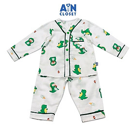 Bộ quần áo dài bé trai họa tiết Cá sấu xanh xô sợi tre - AICDBTVBURLS - AIN Closet