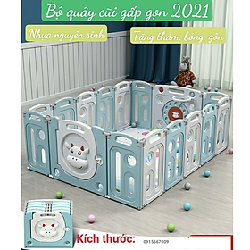 Bộ quây cũi nhựa Gấp Gọn mẫu mới 2021 tặng banh, thảm, gôn