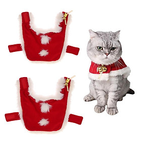 2 Pcs Pet Dog Cat Red Cloak Christmas New Year Cosplay Dress Winter Apparel