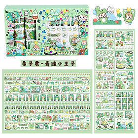 Hộp 10 Washi Tape 10 Sticker Cô Bé Cute Dễ Thương Băng Keo Dính Hình Dán Stickers Trang Trí Sổ Tay Xinh