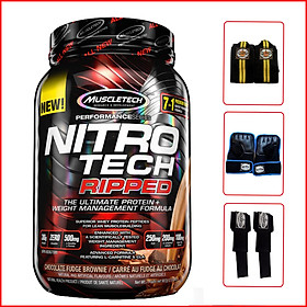 Sữa Whey hỗ trợ TĂNG CƠ - GIẢM MỠ MuslceTech Nitro Tech Ripped - Hộp 2lbs (908g) – Hỗ trợ phục hồi, phát triển cơ bắp, giảm mỡ thừa cho người tập thể hình và thể thao - Hàng nhập khẩu chính hãng Muscletech USA - Mùi Chocolate
