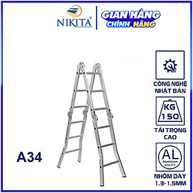 Mua Thang Nhôm Gấp 4 Khúc Nikita NKT-A34 Chân Choãi - Hàng Chính Hãng - Công Nghệ Nhật Bản - Tiêu Chuẩn Châu Âu -